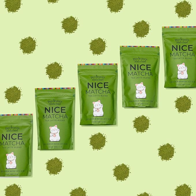 Two Leaves and a Bud Nice Matcha Latte Blend (36 Servings), Japanese Matcha Green Tea Powder, 1 Resealable Bag, 1.1lb (500g)