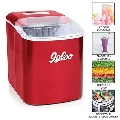 Igloo 26-lb Automatic Electric Countertop Ice Maker - 9 Cubes in 7 Mins, with Scoop and Basket
