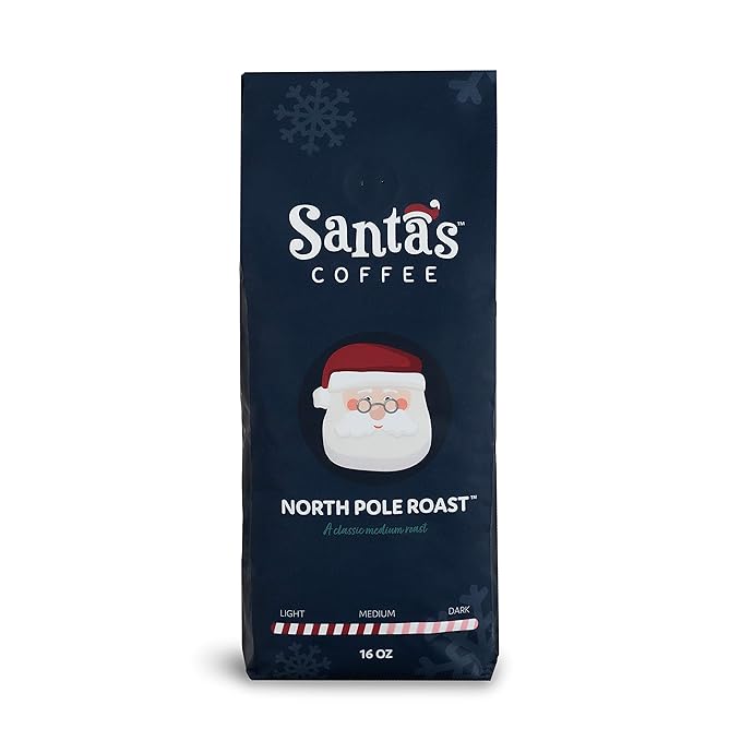 Santa's Coffee North Pole Blend, Medium Roast - Whole Bean, 16oz Bag, Holiday Seasonal Blend – Christmas Gift for Coffee Lovers