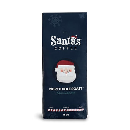 Santa's Coffee North Pole Blend, Medium Roast - Whole Bean, 16oz Bag, Holiday Seasonal Blend – Christmas Gift for Coffee Lovers