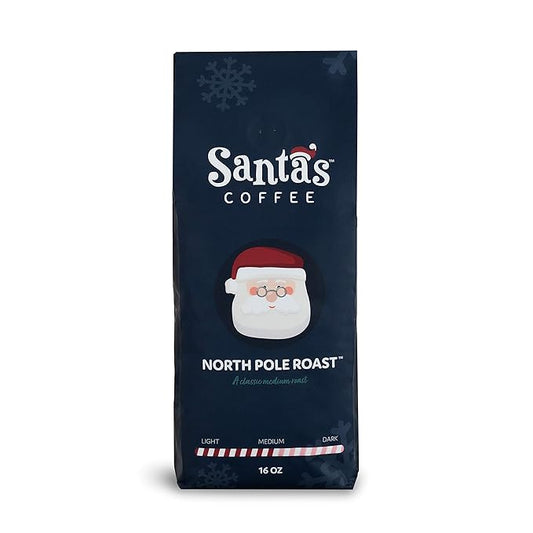 Santa's Coffee North Pole Blend, Medium Roast - Whole Bean, 16oz Bag, Holiday Seasonal Blend – Christmas Gift for Coffee Lovers