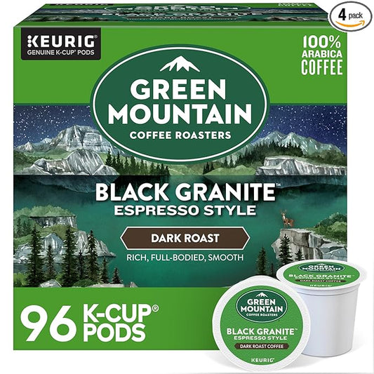 Green Mountain Coffee Roasters Black Granite, Keurig Single Serve K-Cup Pods, Espresso Style Dark Roast, 96 Count