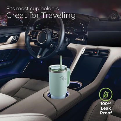 SIPX™ Insulated Tumbler With Lid And Straw, 40oz. Tumbler With Handle Keeps Cold 12 Hours, Water Bottle Thermos With Lid, BPA-Free Reusable Insulated Coffee Tumblers, Travel Mug Great For Beach Party