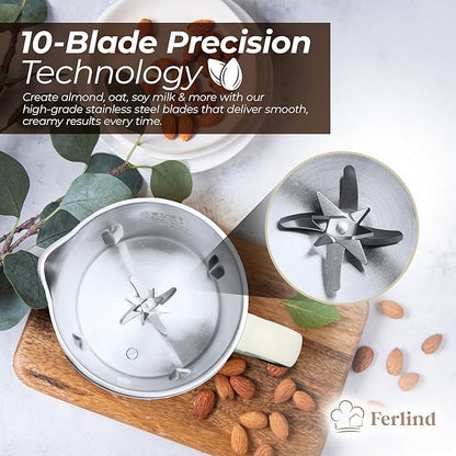 NEW 8-in-1 Nut Milk Maker for 32 oz Homemade Almond Milk, Oat Milk, Soy Milk, Coconut Dairy-Free Milk Beverages, Plant-Based Milk - Delay Start, Self-Cleaning, 50-recipe cookbook & Milk Frother