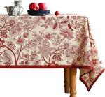 Load image into Gallery viewer, Designer French Linen Extra Long Rectangle Tablecloth,Red Floral Washable Indoor Table Cloth,Durable Home Decor Tablecloths for Dining Thanksgiving Kitchen Party,67"*118"-Ruyi A