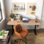 Load image into Gallery viewer, VESCASA Adjustable Home Office Desk Chair with Comfy Square Tufted Mid-Back, Faux Leather 360 Swivel Upholstered Task Armchair with Wheels for Teens Bedroom/Living Room, Brown