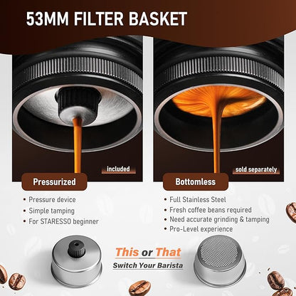STARESSO PLUS SP300 Espresso Machine, Manual Portable Coffee Maker Compatible Ground Coffee with Pressurized Filter, Espresso Maker for Home Travel Camping Office, Non-Electric
