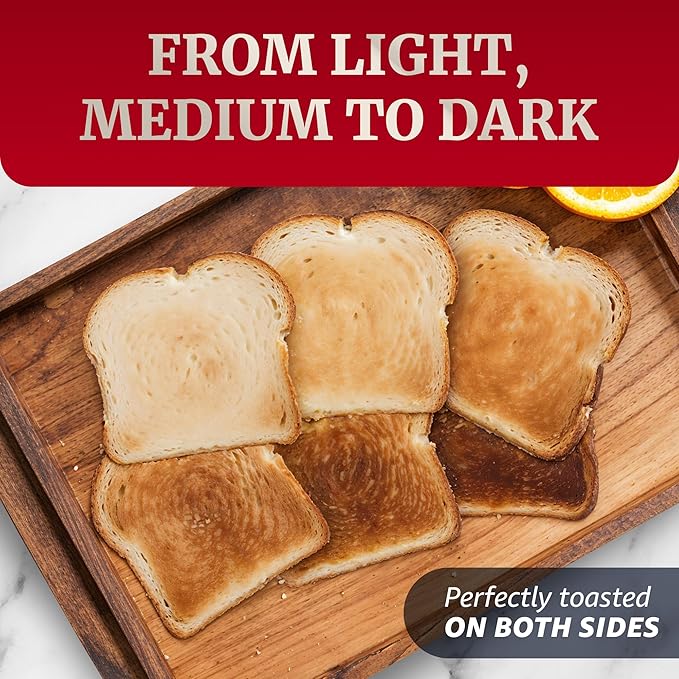 Elite Gourmet ECT-3100 Long Slot 4 Slice Toaster, Reheat, 6 Toast Settings, Defrost, Cancel Functions, Built-in Warming Rack, Extra Wide Slots for Bagels & Waffles, Stainless Steel & Black