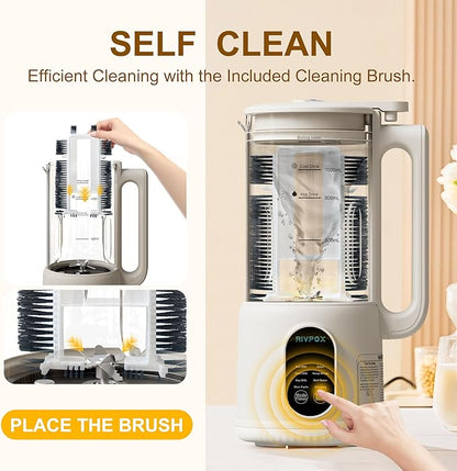 8 in 1 Automatic Nut Milk Maker, 41oz Homemade Soybean Milk, Almond Milk, Oat Milk and Juice, Electric Bean and Nut Milk Machine with Appointment Timer, Keep Warm and Self-cleaning Function, Beige