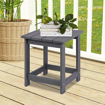 LZRS Adirondack Square Outdoor Side Table for Patio, Pool Composite Patio Table,HDPE End Tables for Backyard,Pool, Indoor Companion, Easy Maintenance & Weather Resistant(Grey)