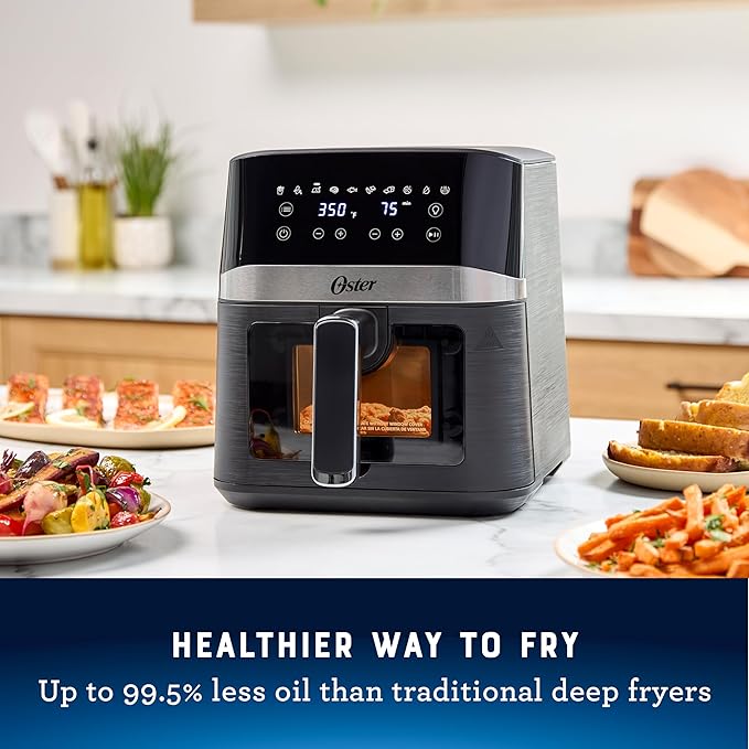 Oster Compact Air Fryer, 4-Quart Digital Airfryer with Window, Easy-to-Use Countertop Air Fryer