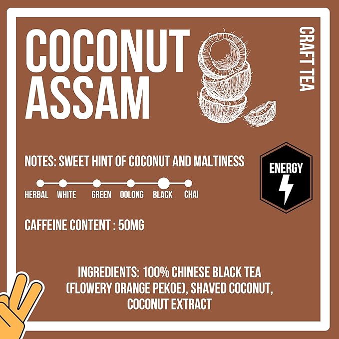Revival Tea Company Coconut Assam Tea - Black Tea Blend with Coconut - Loose Leaf 6 Ounces
