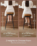 Load image into Gallery viewer, VASAGLE EKHO Collection - Swivel Bar Stools Set of 2, Counter Height Backless Bar Stools, Synthetic Leather with Stitching, Mid-Century Modern, 25.6-Inch Tall Kitchen Barstools for Home, Caramel Brown