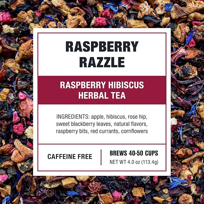 Tiesta Tea - Raspberry Razzle Tea, Loose Leaf, Raspberry Hibiscus Herbal Tea, Premium Caffeine-Free Tea Blend, Make Hot or Iced & Up to 50 Cups, 4 oz Refillable Tin
