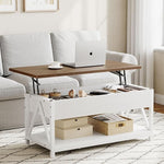 Load image into Gallery viewer, Lift Top Coffee Table,Lift Coffee Table with Storage Shelf and Large Hidden Compartment for Living Room,Lifting top Coffee Tables for Small Space,White + Walnut