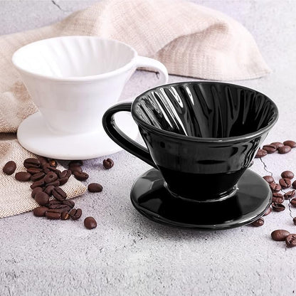 Pour Over Coffee Dripper - Ceramic Slow Brewing Accessories for Home, Cafe, Restaurants - Easy Manual Brew Maker Gift - Extra Small - White, 1 Cup