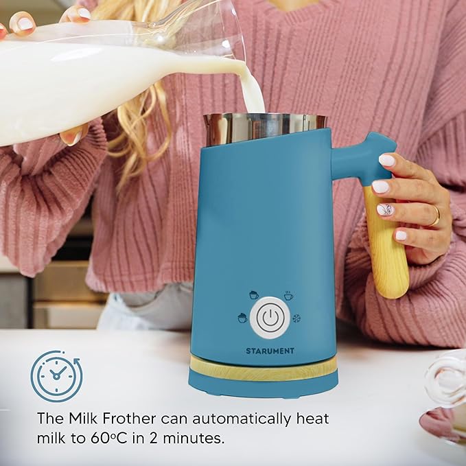 Starument Electric Milk Frother - Automatic Milk Foamer & Heater for Coffee, Latte, Cappuccino, Other Creamy Drinks - 4 Settings for Cold Foam, Airy Milk Foam, Dense Foam & Warm Milk - Easy to Use