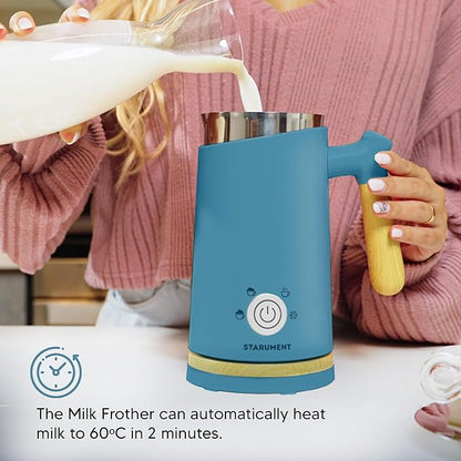 Starument Electric Milk Frother - Automatic Milk Foamer & Heater for Coffee, Latte, Cappuccino, Other Creamy Drinks - 4 Settings for Cold Foam, Airy Milk Foam, Dense Foam & Warm Milk - Easy to Use