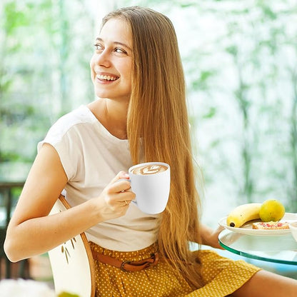 13 Oz Coffee Mugs Set of 4 Ceramic Coffee Mug White Coffee Cups Tea Cups New Home Office Restaurant Drinking Cup Sets Gift for Women Men Newlyweds Housewarming Wedding Party Christmas New Year Dinner