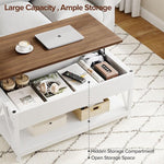 Load image into Gallery viewer, Lift Top Coffee Table,Lift Coffee Table with Storage Shelf and Large Hidden Compartment for Living Room,Lifting top Coffee Tables for Small Space,White + Walnut