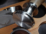 Load image into Gallery viewer, Spring Loaded 54mm Espresso Tamper Compatible With Breville Machines Maple Handle, Auto-Leveling With Stainless Steel Ripple Base Premium Coffee Tamper