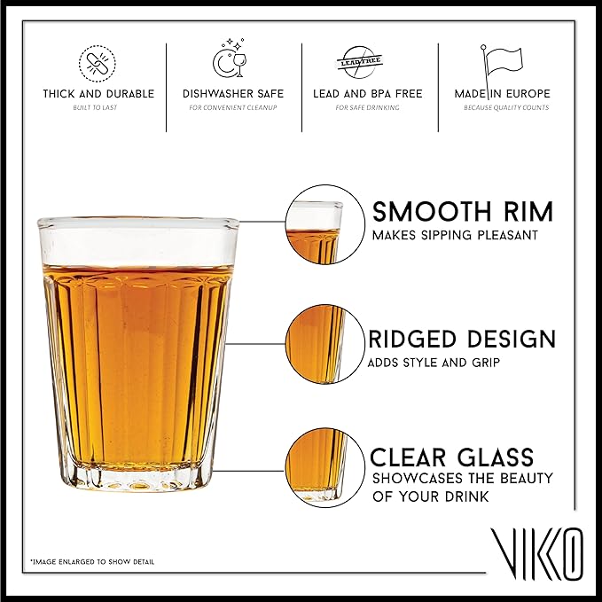 Vikko 1.5 Ounce Shot Glasses, Set of 12 Small Liquor and Spirit Glasses, Durable Tequila Bar Glasses For Alcohol and Espresso Shots (Madelina)