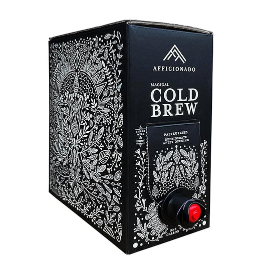 Afficionado Coffee Roasters | Magical Cold Brew | 1 Gallon | Bag in Box | Single Origin Peruvian Coffee | Medium Roast | Ready to Drink | Pasteurized & Shelf-Stable