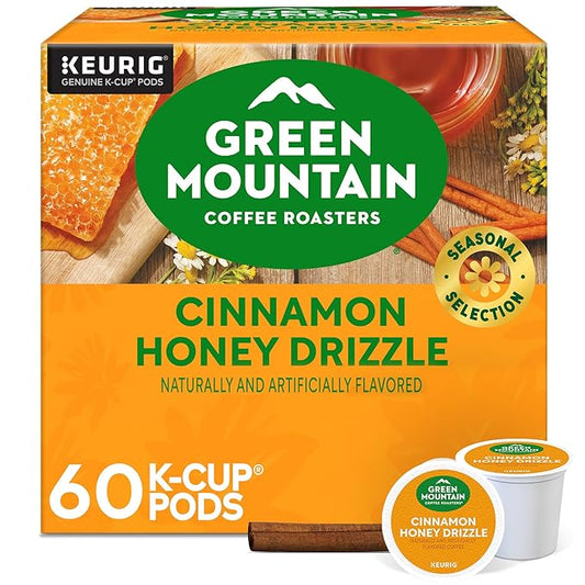 Green Mountain Coffee Roasters Cinnamon Honey Drizzle, Single-Serve Keurig K-Cup Pods, 6 Boxes of 10 (60 Count Total)