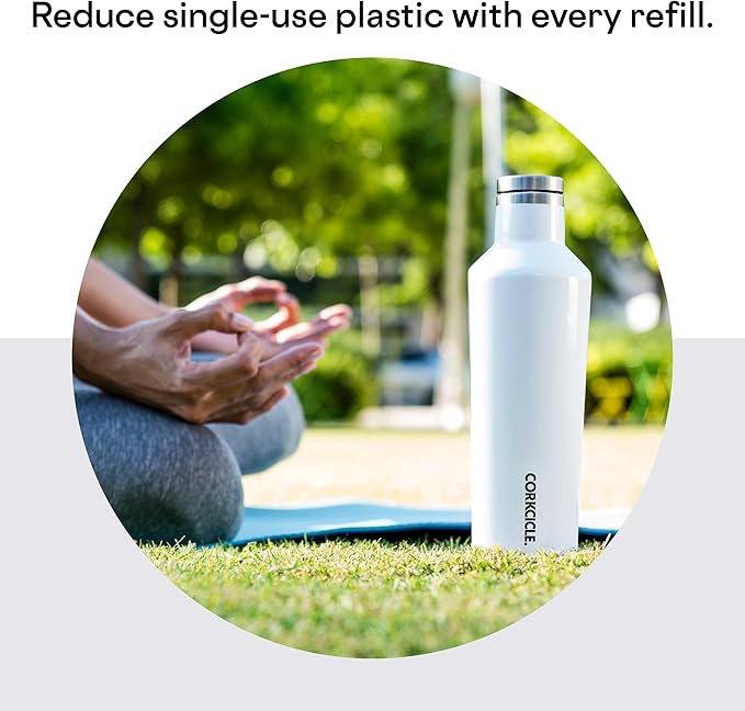 Corkcicle Classic Canteen Insulated Water Bottle - Stainless Steel Reusable Tumbler - Triple Insulated - Keeps Drinks Cold 25 Hours or Hot 12 Hours - Cupholder Friendly - Gloss White - 16 oz