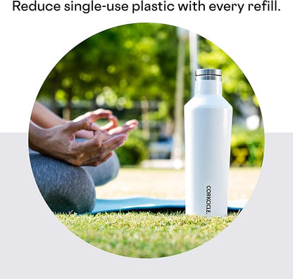 Corkcicle Classic Canteen Insulated Water Bottle - Stainless Steel Reusable Tumbler - Triple Insulated - Keeps Drinks Cold 25 Hours or Hot 12 Hours - Cupholder Friendly - Gloss White - 16 oz