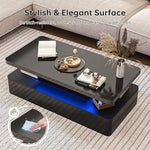 Load image into Gallery viewer, oneinmil Modern LED Coffee Table, 40" Living Room Tables with 16 Colors LED Lights, Double-Layer Design, Stylish Coffee Tables for Living Room, Black