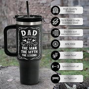 Engraved 40 oz Tumbler With Handle Straw Lid - Gifts For Dad For Fathers Day & Valentines Day Gift for Husband, Him - Christmas, Birthday Gifts for Father, Dad, Grandpa, Papa from Daughter