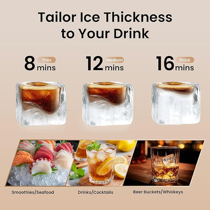 Coolski 15” Under Counter Ice Maker Machine, 85 Lbs/Day, 30 LBS Storage Bin, Auto-Cleaning, Built-in Freestanding Commercial Ice Maker for Outdoor Home Bar Restaurant