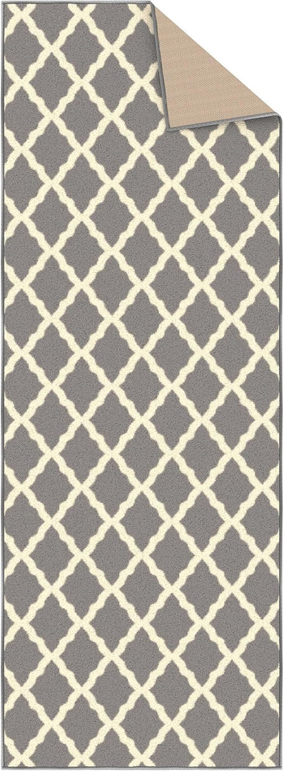 Ottomanson Hallway Runner Rug 2'2" x 6' Non Slip Trellis Area Rugs Easy to Clean Laundry Rug Runner Durable & Pet Friendly Floor Carpet Runners for Hallways Entryway Living Room Kitchen, Gray