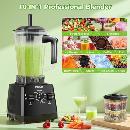 Blender for smoothies, PRASKY 1000W Blenders for Kitchen, 25,000 RPM Powerful Blender 68oz BPA-Free Juicer and Grinder with To-Go Gym Bottle, Countertop Blenders for Ice Crushing, Shakes, Fruits