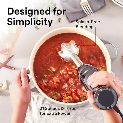 Braun MQ5000 Vario Hand Blender Stick – 21-Speed Handheld Immersion Blender with Turbo Boost, Stainless Steel Blades, SplashControl, EasyClick System, 400W, Hand Blenders for Smoothies