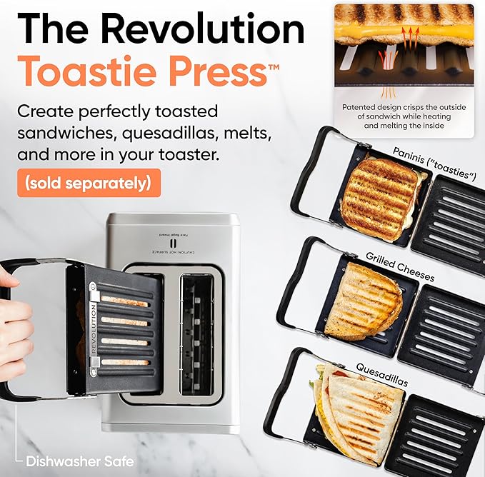 Revolution R180 Connect Smart Toaster, 2-Slice High-Speed Touchscreen Toaster with Patented InstaGLO Technology, Wi-Fi Connectivity, Weather Widget, and Over-the-Air Updates, Stainless Steel