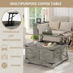 Load image into Gallery viewer, Furnideco Farmhouse Lift Top Coffee Table, Square Wood Center Table with Large Hidden Storage Compartment for Living Room, Rustic Modern Table with Hinged Lift Top, Oak Grey