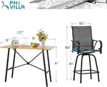 Load image into Gallery viewer, PHI VILLA 5 Piece Patio Bar Set, High Top Outdoor Dining Table and Chairs with Swivel Bar Stools (Gray) &amp; Wood-Like Steel Rectangle Bar Table for Yard, Deck, Garden and Kitchen