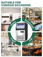 Load image into Gallery viewer, Commercial Nugget Ice Maker Machine with 12Lbs Storage Bin, 70Lbs/24H Stainless Steel Undercounter/Freestanding Pellet Crushed Chewable Ice Maker with Self-Cleaning for Home, Party, Office