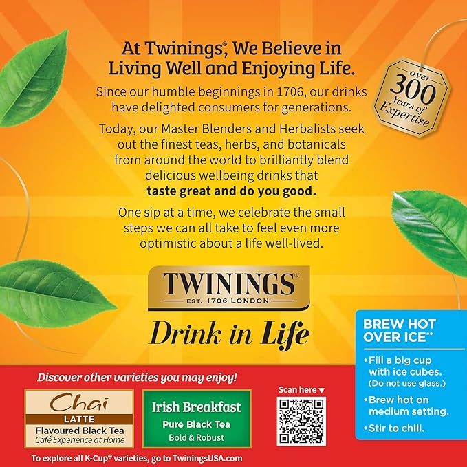 Twinings English Breakfast Black Tea K-Cup Pods for Keurig, 24 Count (Pack of 1), Smooth, Flavourful, Robust, Caffeinated, Enjoy Hot or Iced