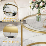 Load image into Gallery viewer, aboxoo Nesting Coffee Table Set of 2, Small Round Glass Nesting Tables for Living Room Bedroom, Accent Tea Table with Gold Metal Frame Modern Industrial Simple