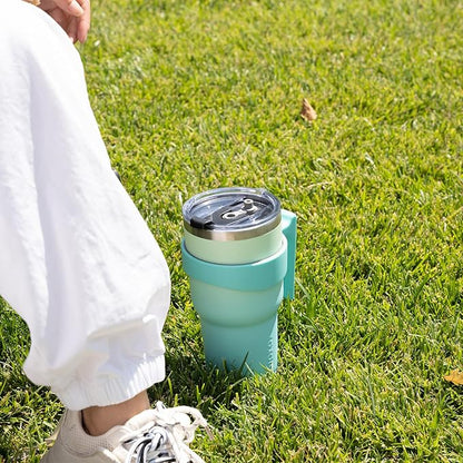 BJPKPK Tumbler With Handle And Straw Lid 10 oz Stainless Steel Insulated Coffee Tumbler Cups For Home, Office or Car,Army Green