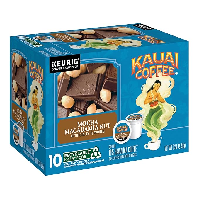 Kauai Coffee K-Cup Pods for Keurig Brewers – Arabica Coffee, 10% Hawaiian – Mild, Medium and Dark Roast, Rich, Smooth, No Bitterness – Six Flavors, 6 Packs of 10 Single Serve K-Cups