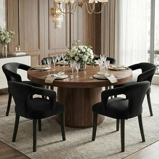 Dining Chairs Set of 6, Modern Velvet Kitchen Chairs, Fully Upholstered Side Chairs for Kitchen/Dining Room/Living Room/Restaurant, Black