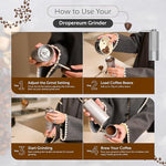 Load image into Gallery viewer, Manual Coffee Bean Grinder 5 in 1 Accessories 25G, Portable French Press 12 Adjustable Setting Espresso Grinder, Conical Coffee Burr Grinder with Double Bearing, Steel Body