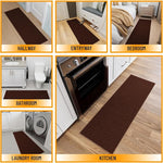 Load image into Gallery viewer, Ottomanson Hallway Runner Rug 2'2" x 6' Non Slip Solid Area Rugs Easy to Clean Laundry Rug Runner Durable &amp; Pet Friendly Floor Carpet Runners for Hallways Entryway Living Room Kitchen, Brown