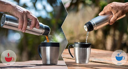 Mixpresso Coffee Flask & Coffee Mug, Stainless Steel Coffee vacuum flask For Hot Coffee or Cold Tea Fits Car Caddy or Backpack, Leak Proof Travel Mug, 17 Ounce Coffee Thermos