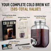 Zulay Kitchen 1 Gallon Cold Brew Coffee Maker – Thick Glass Pitcher with Stainless Steel Filter, Lid & Spout – Large Mason Jar Container Dispenser - Iced Coffee & Sun Tea Brewer for Fridge – Silver