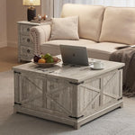 Load image into Gallery viewer, Farmhouse Coffee Table with Hidden Storage Organizer, Modern Square Large Center Table, Wood Farm House Low Rustic Light Oak Living Room Tables with Hinged Lift Top for Home, Office
